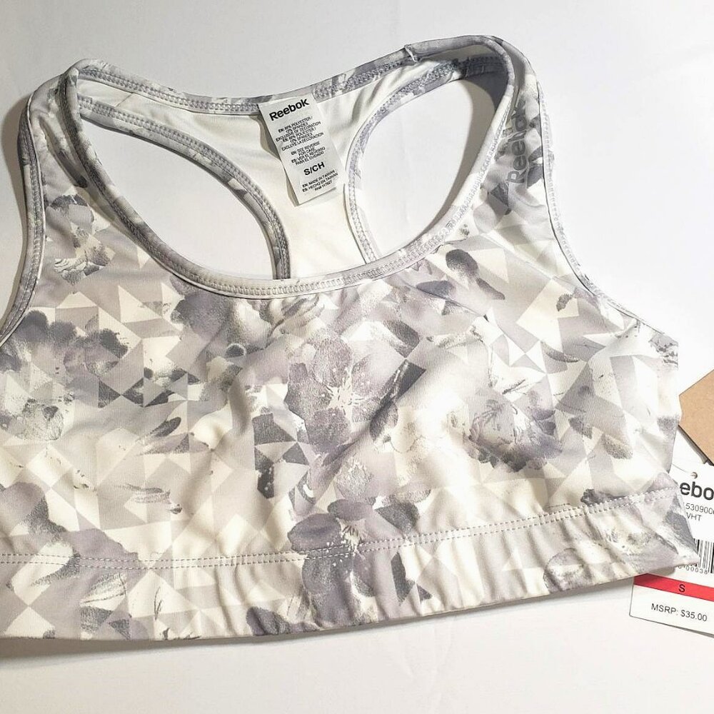 Reebok Sports Bra - reversible - size small - white and gray - racerback